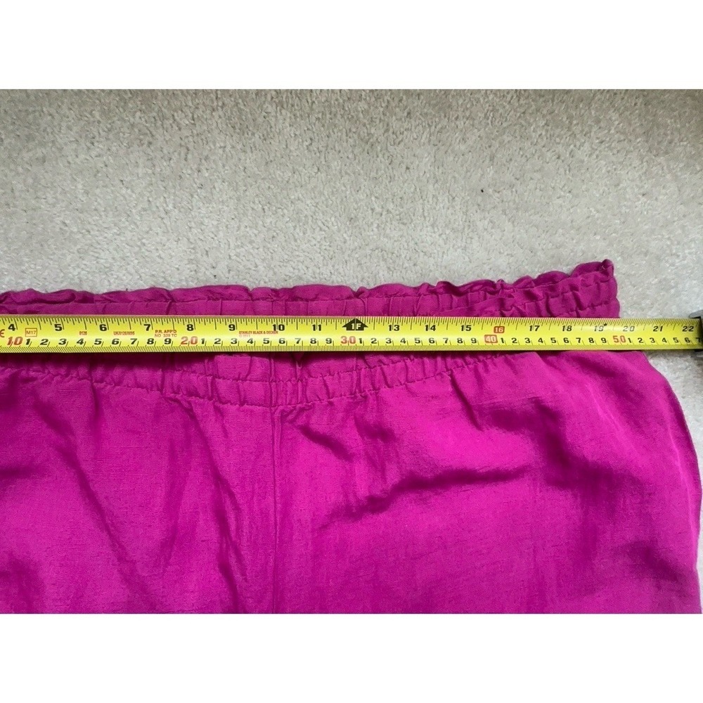 H&M Linen Blend Wide Leg Crop Pull On Pants Size XL  Hot Pink - Picture 5 of 9